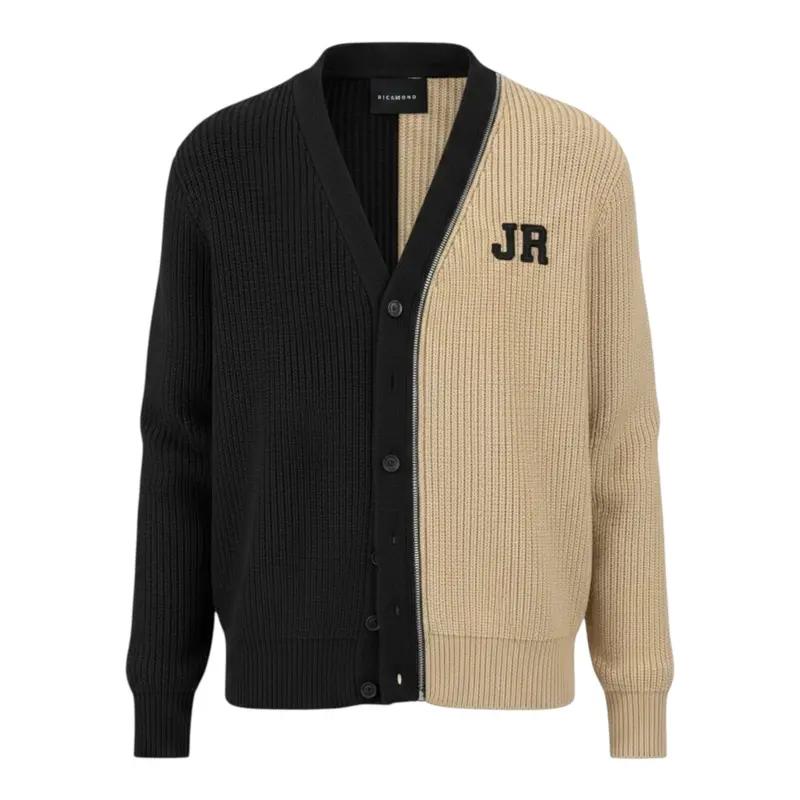John Richmond Cardigan Bicolore con Bottoni Nero/Beige per Bambino