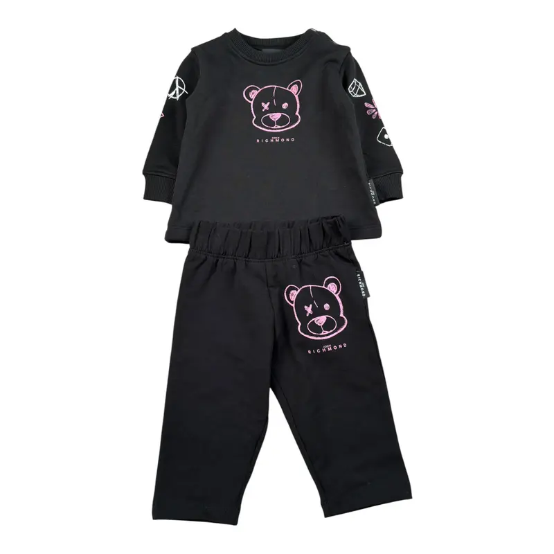 John Richmond Completo 2Pz Felpa-Leggins Nero per Neonata