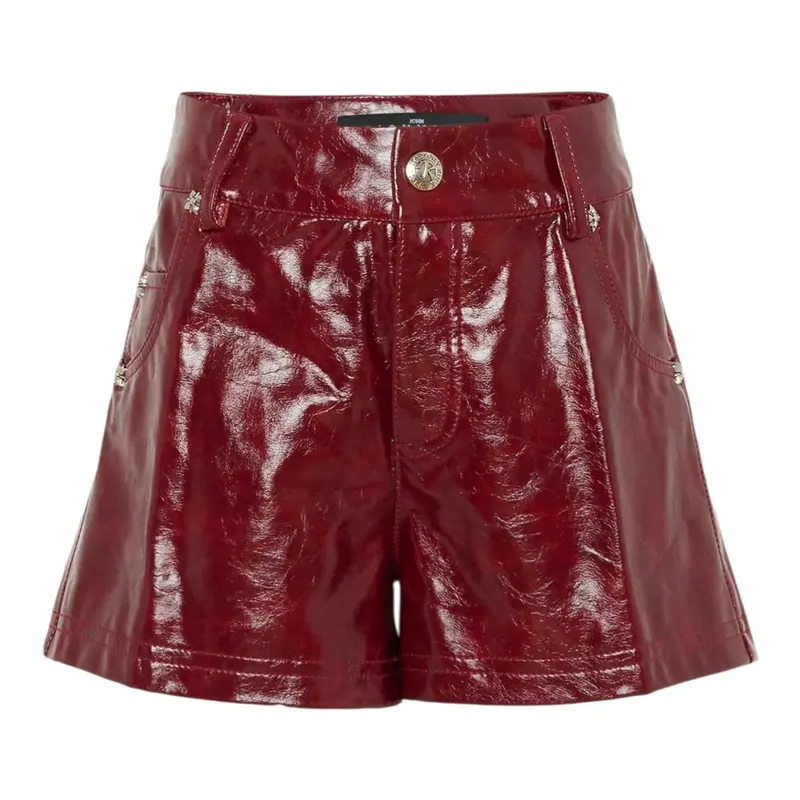 John Richmond Short tinta unita In Ecopelle Rosso per Bambina