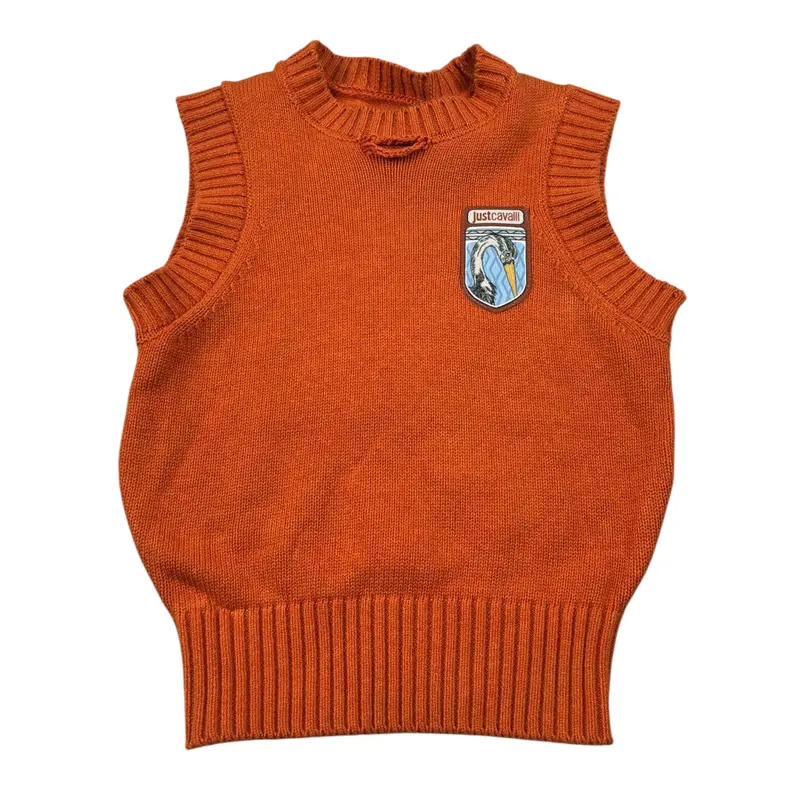 Just Cavalli Gilet tinta unita con Ricamo Arancione per Bambina