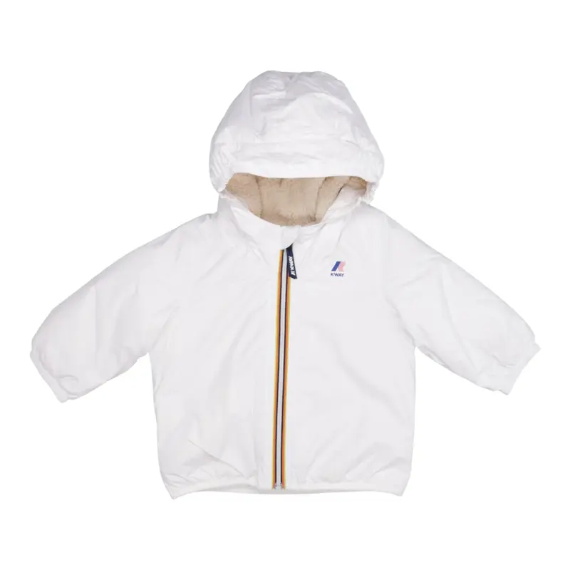 K-Way Giubbino tinta unita con Cappuccio Bianco per Bambino