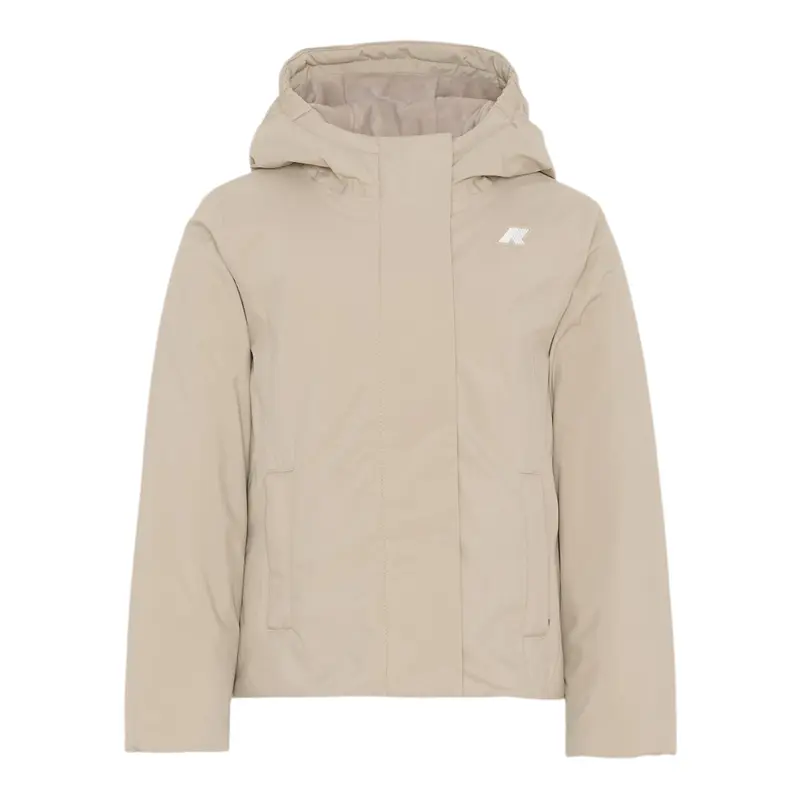 K-Way Giubbino tinta unita Foderato con Zip E Cappuccio Beige per Bambino