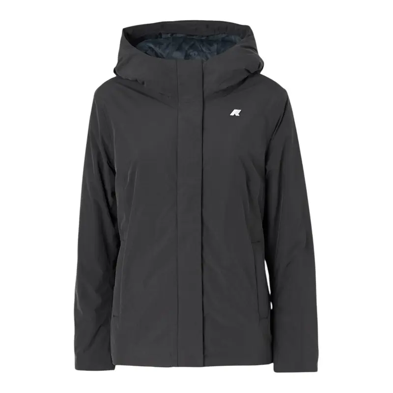 K-Way Giubbino tinta unita Foderato con Zip E Cappuccio Blu per Bambino