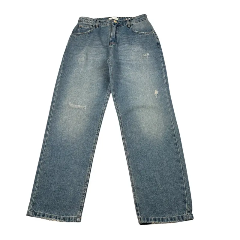 Kocca Jeans Tinta Unit con Strappi Blu per Bambina