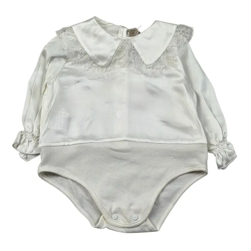 La Stupenderia Camicia Body Manica Lunga tinta unita Panna per Neonata