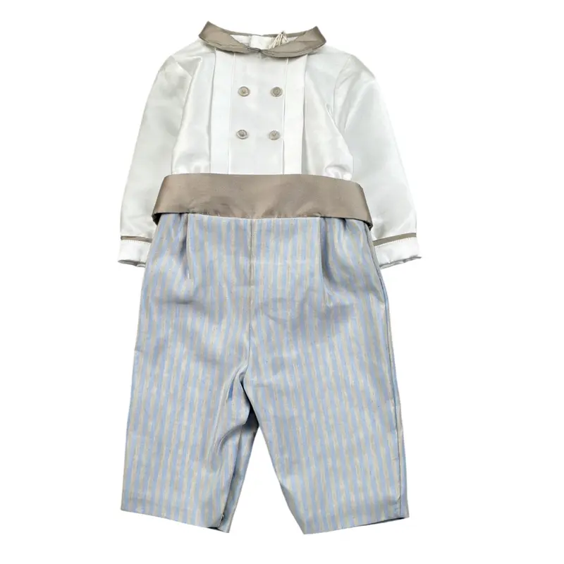 La Stupenderia Tutina Bicolore con Colletto Bianco/Azzurro per Neonato
