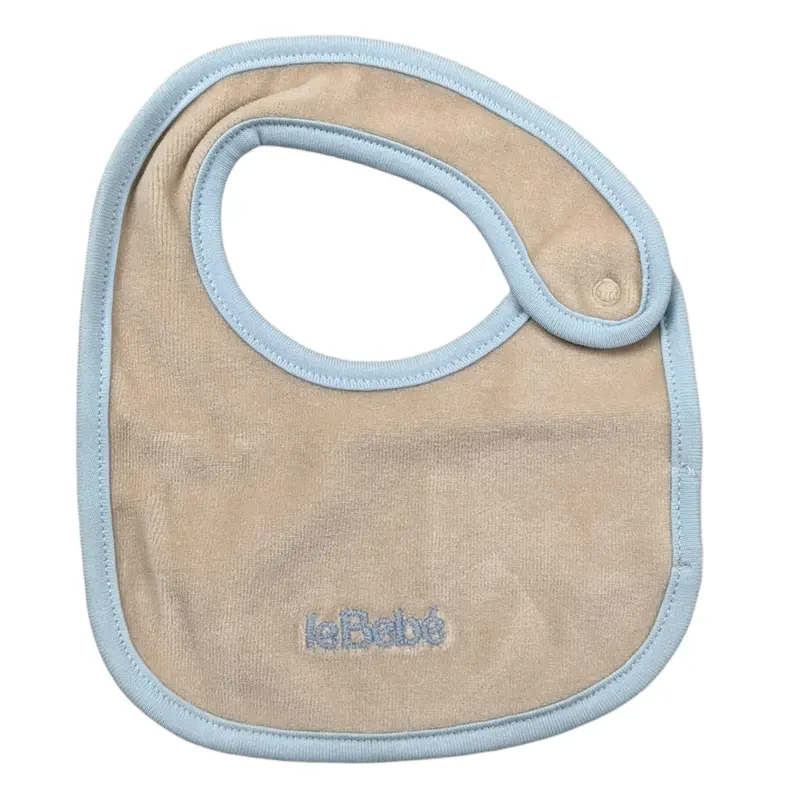 Le Bebe' Bavetta tinta unita con Stampa Beige per Neonato