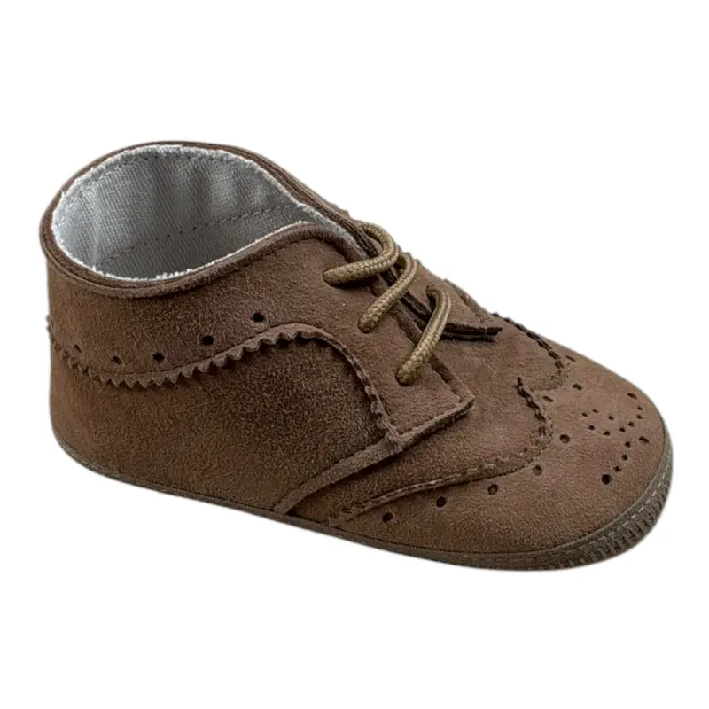 Le Bebe' Sneakers tinta unita con Lacci Marrone per Neonato