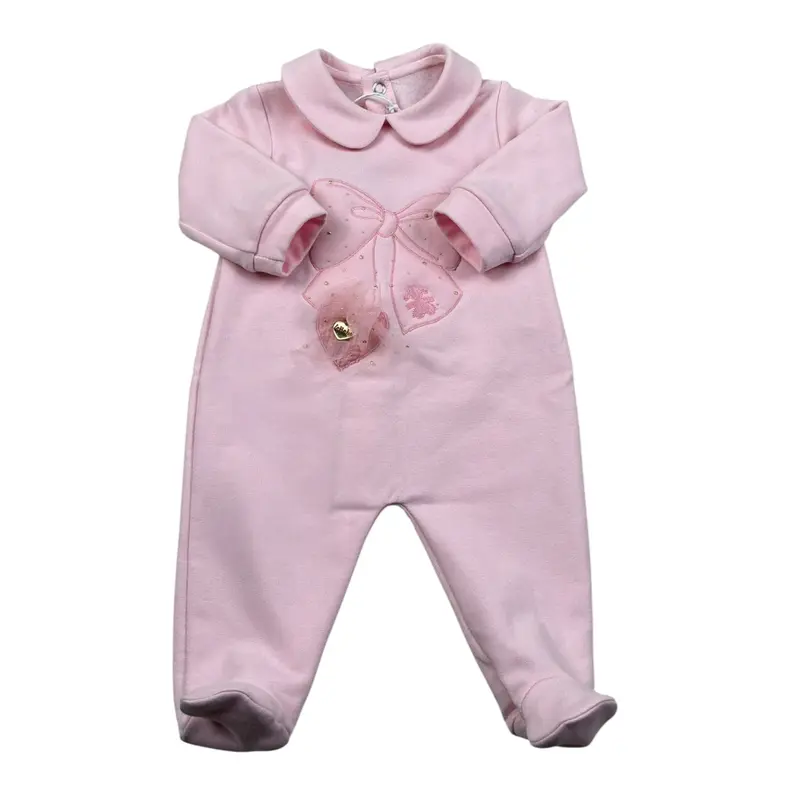 Le Bebe Tutina Manica Lunga tinta unita Rosa per Neonata