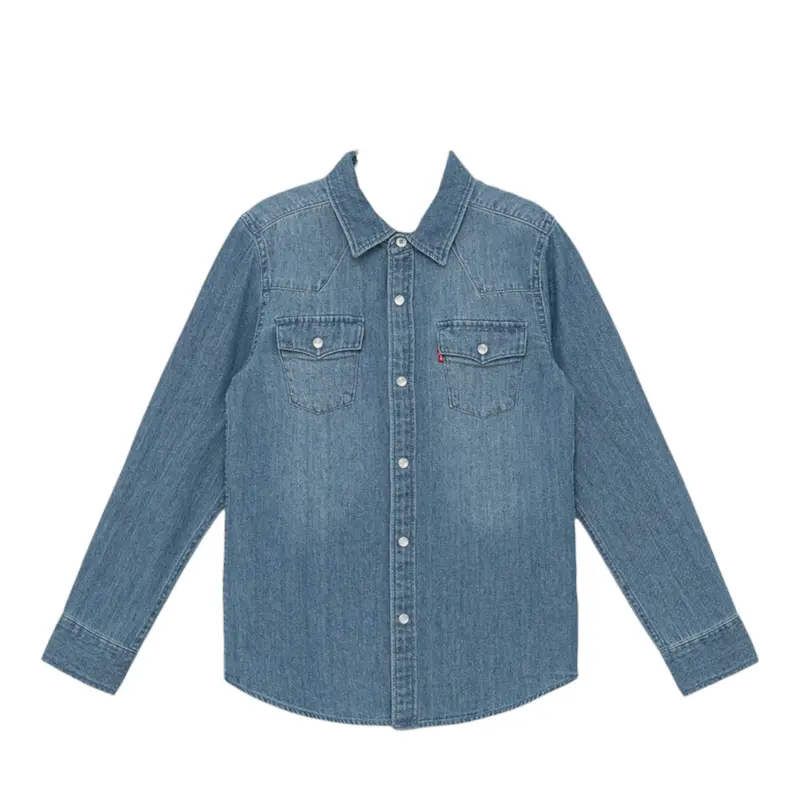 Levi'S Camicia In Denim tinta unita Blu per Neonato