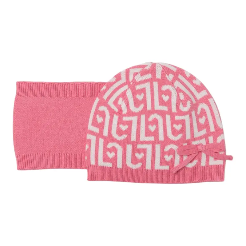 Liu Jo Set Cappello-Sciarpa tinta unita Rosa per Neonata