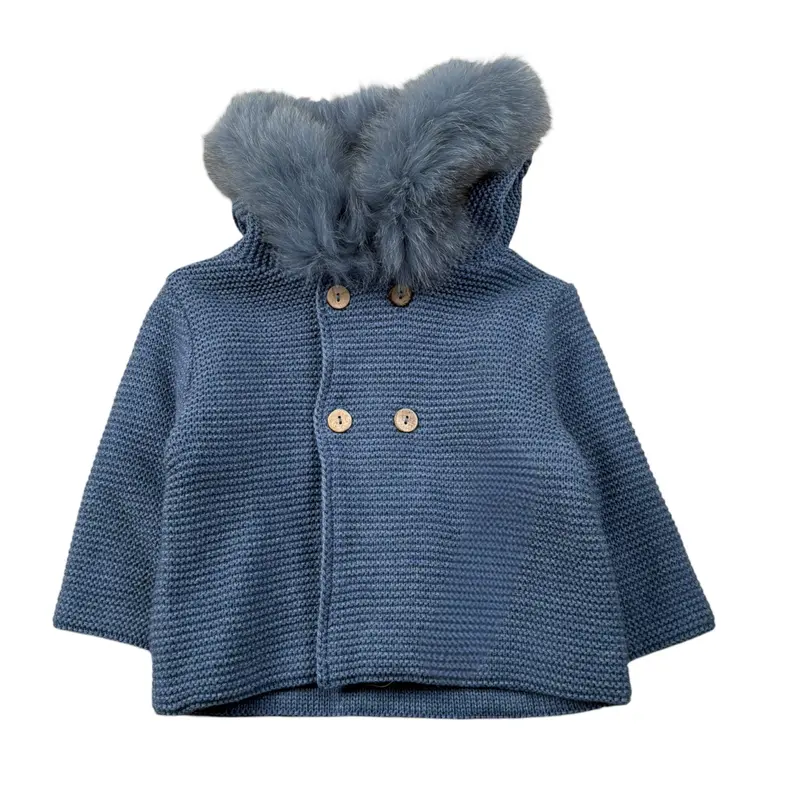 Mac Ilusion Cappotto tinta unita con Cappuccio Blu per Bambino