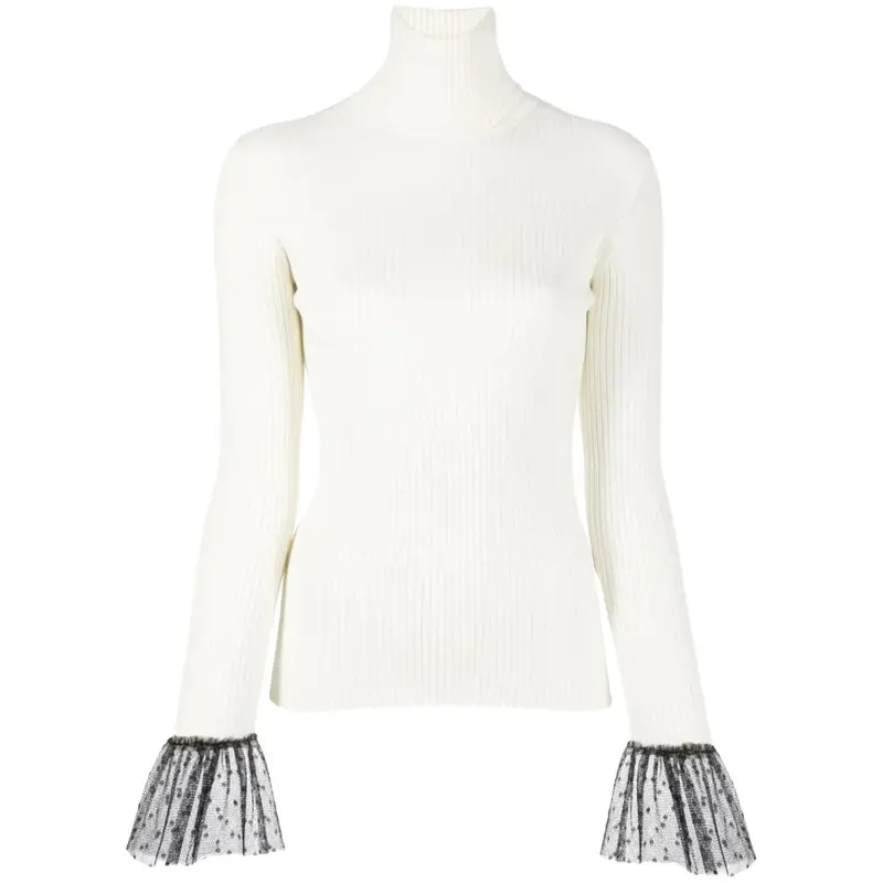 Maglia donna in misto lana con dettaglio tulle