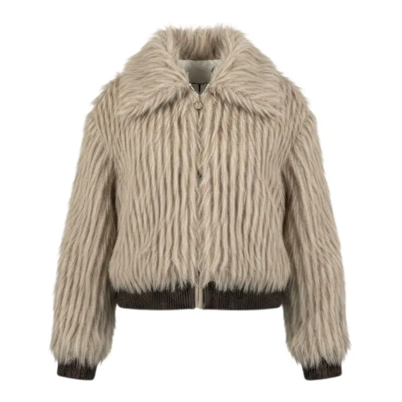 Manila Grace Pelliccia tinta unita con Zip Beige per Bambina