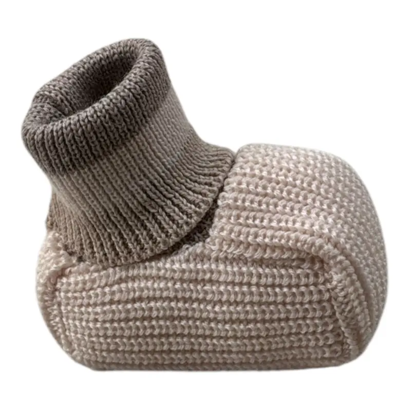 Marlu' Babbucce tinta unita In Maglia Beige per Neonato