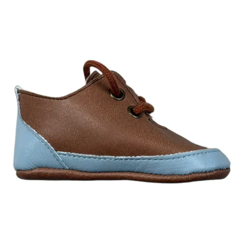 Marlu' Scarpine Bicolore con Lacci Marrone per Neonato