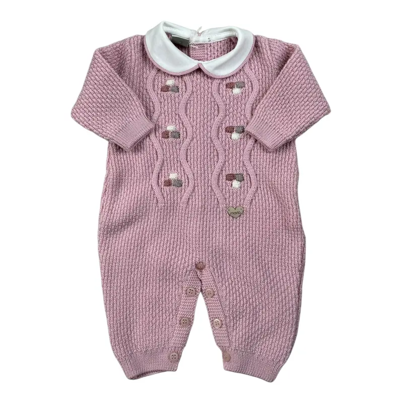 Marlu' Tutina tinta unita con Colletto Rosa per Neonata