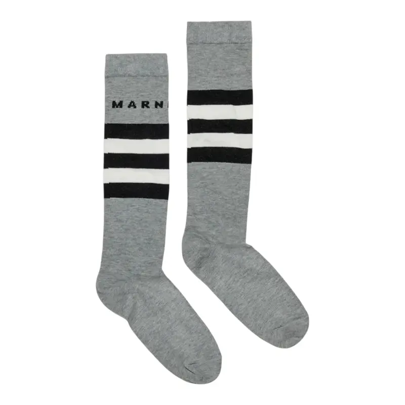 Marni Calzini tinta unita con Logo Grigio per Bambino