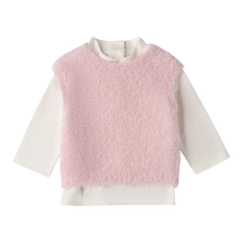 Mini Banda Completo 2Pz Gilet-Shirt Bicolore Bianco/Rosa per Neonata