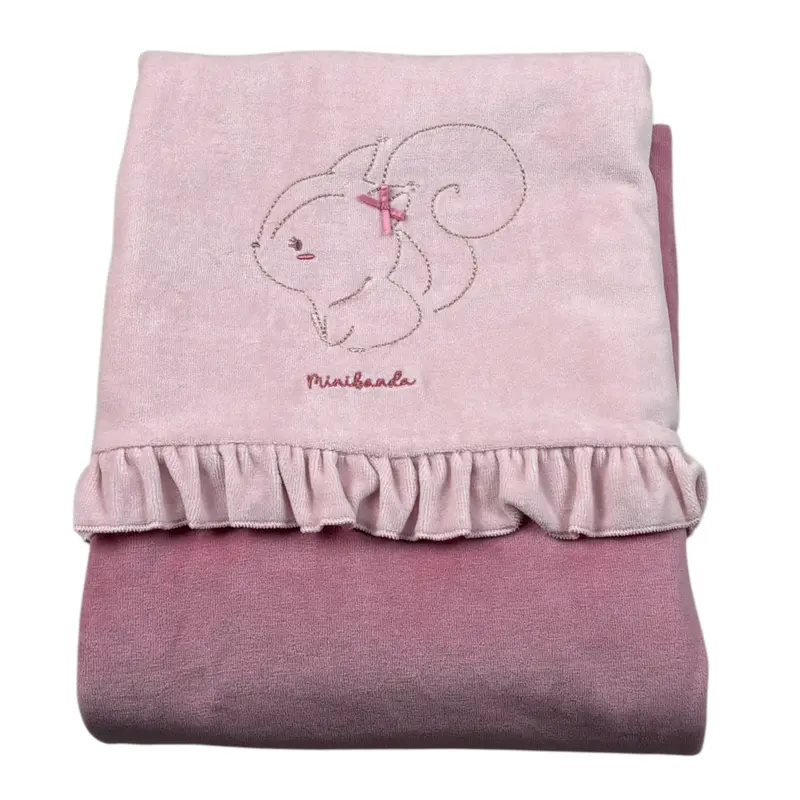 Mini Banda Coperta tinta unita In Ciniglia Rosa per Bambina