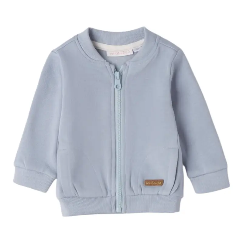 Mini Banda Felpa tinta unita con Zip Azzurro per Neonato