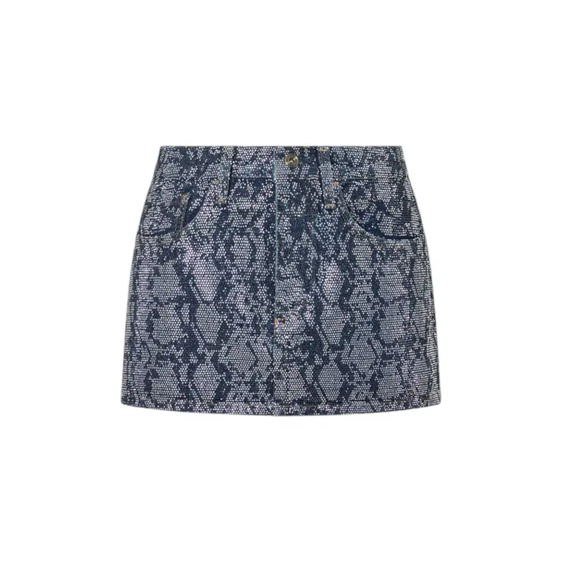 Minigonna donna in denim con strass
