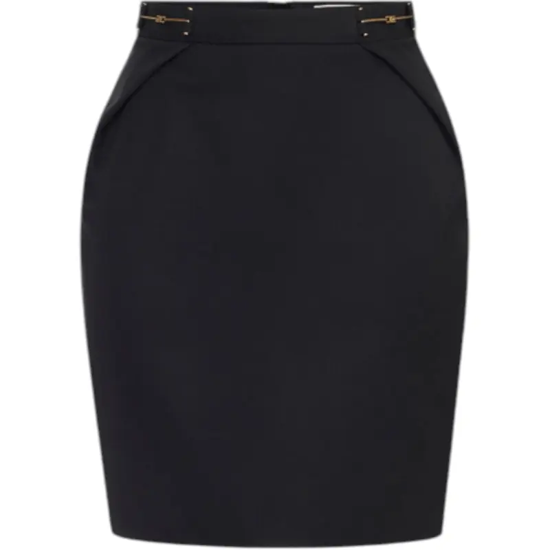 Minigonna donna in gabardina con morsetti gioiello