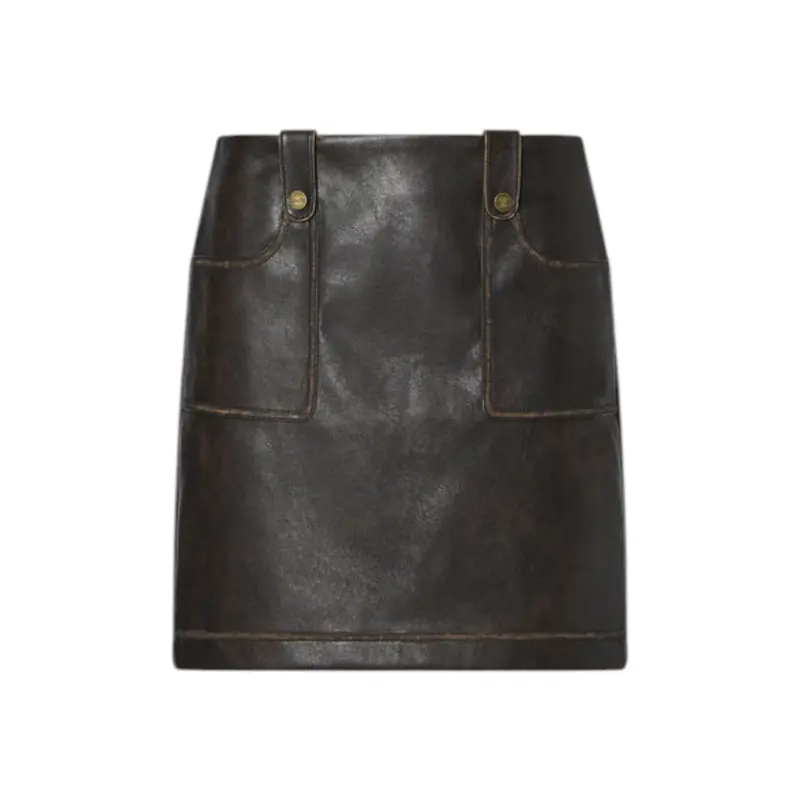 Minigonna donna in tessuto spalmato con tasche