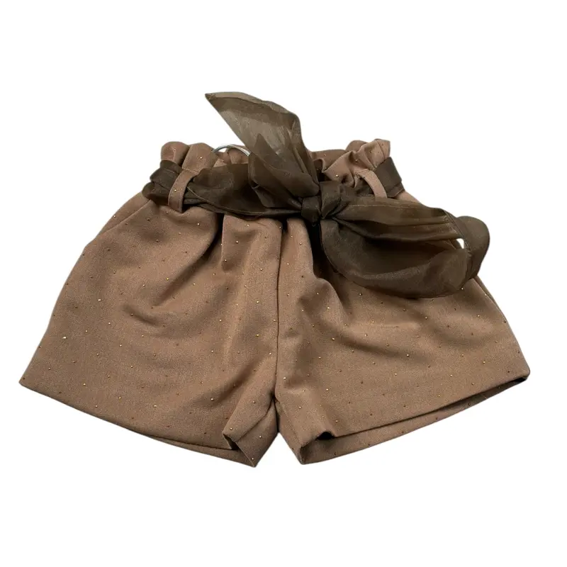 Miss Grant Short tinta unita con Cintura Beige per Neonata