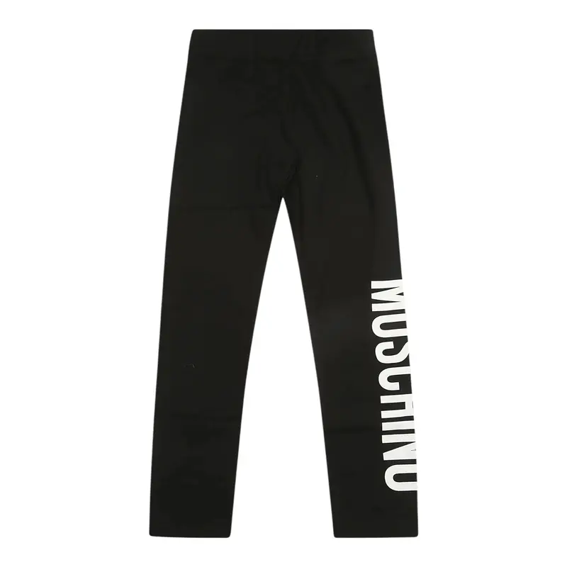 Moschino Leggins tinta unita con Logo Nero per Bambina
