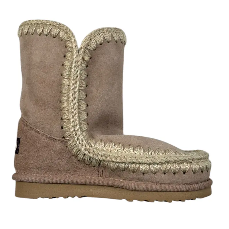 Mou Stivali tinta unita con Logo Beige per Bambina