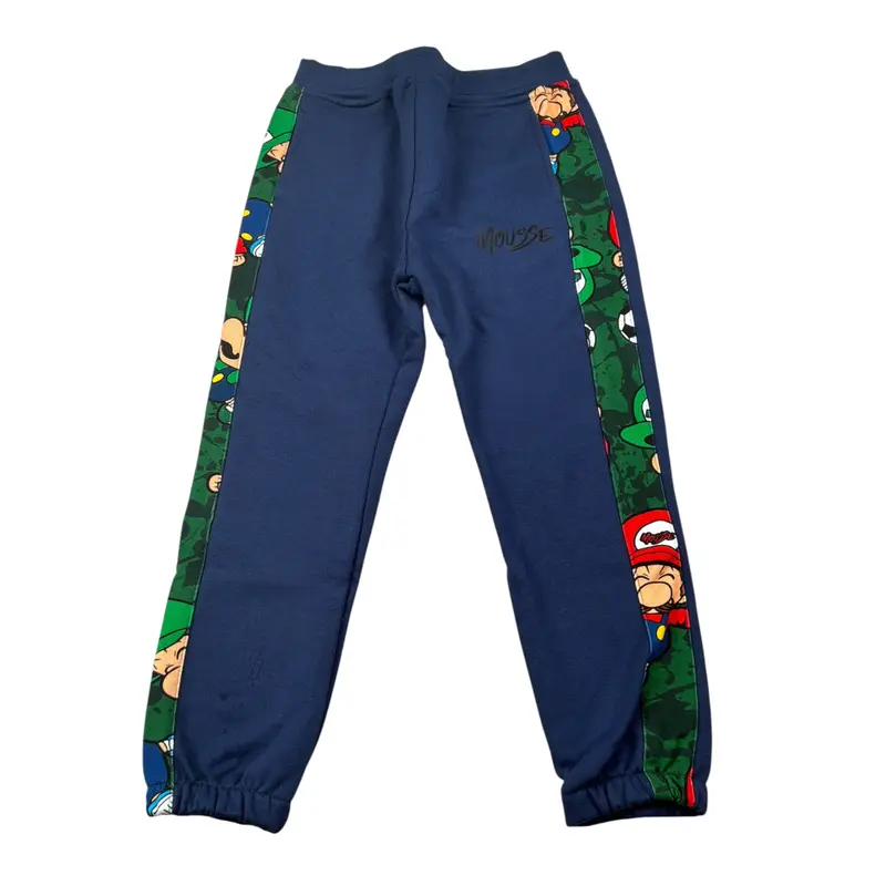 Mousse Pantalone tinta unita con Logo Blu per Neonato