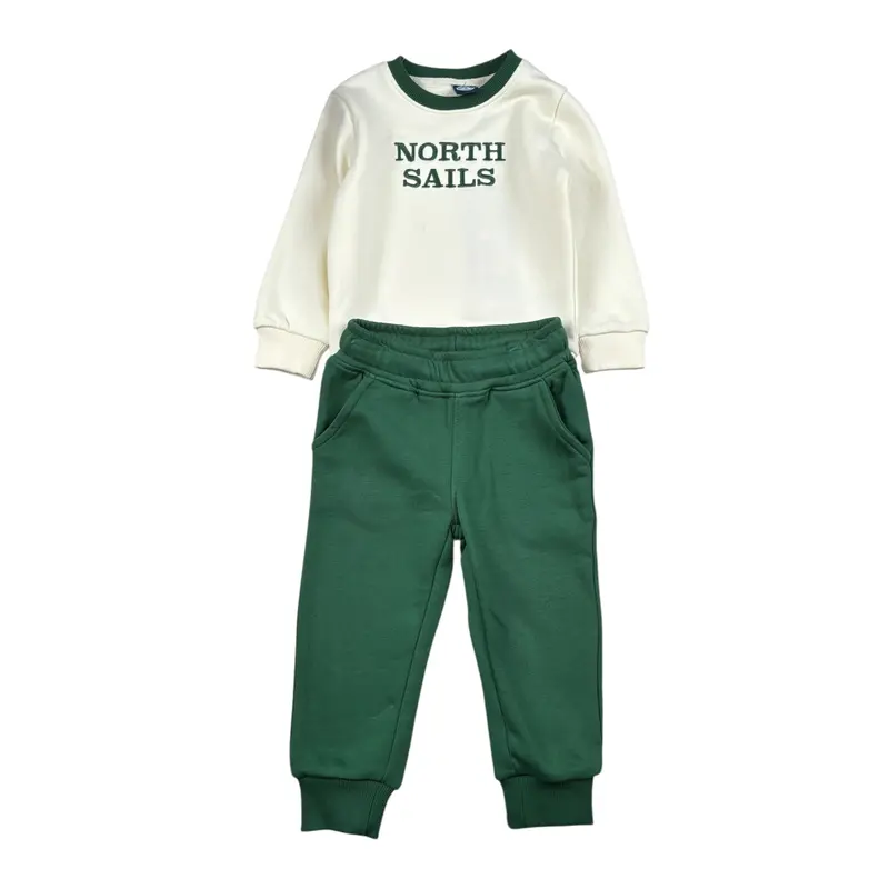 North Sails Completo 2Pz Bicolore Felpa-Pantalone Panna per Neonato