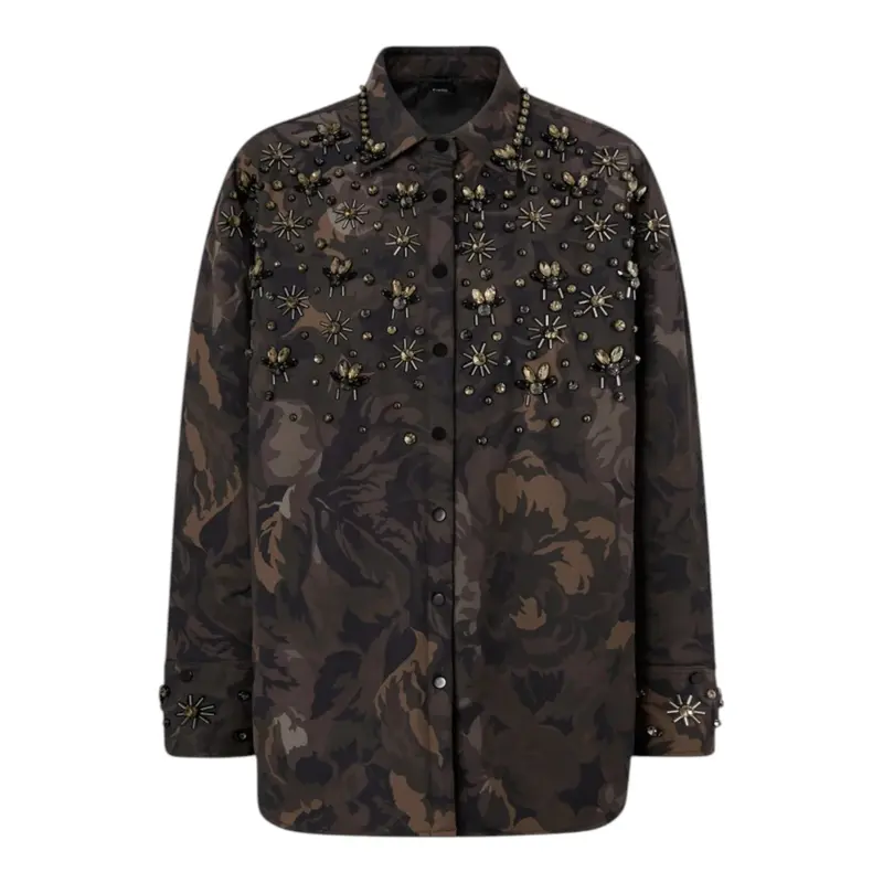 Overshirt Donna in tela tecnica con stampa camouflage floreale