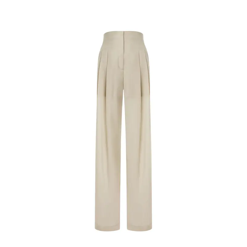 Pantalone donna ampio in voile di lana