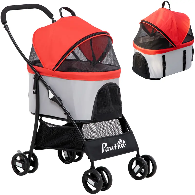 Passeggino Pieghevole Cani con Trasportino Rimovibile