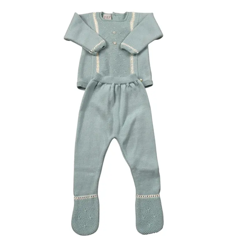 Paz Rodriguez Completo 2 Pezzi Maglia-Ghettina Verde Acqua per Neonato