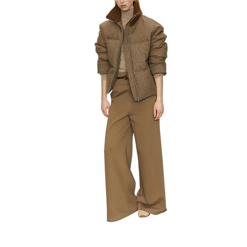 Piumino donna in lana con collo in maglia
