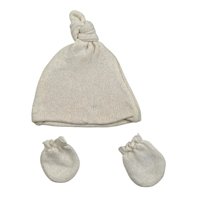 Play Up Set Cappello-Babbucce tinta unita Panna per Neonato