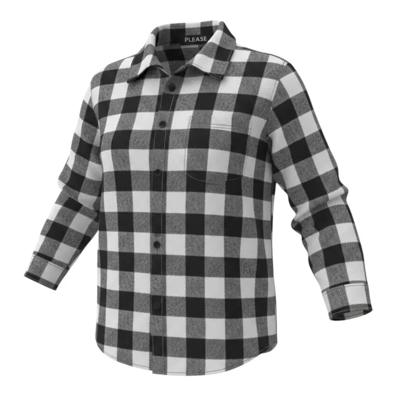 Please Camicia Bicolore con Fantasia A Quadri Bianco/Nero per Bambino