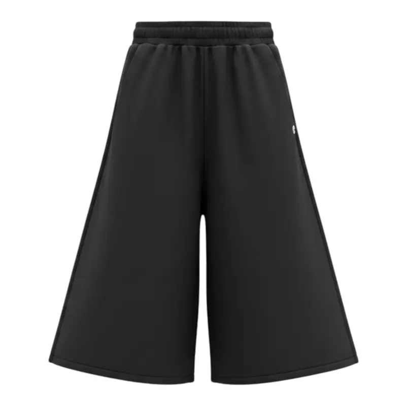 Please Pantalone tinta unita Modello A Palazzo Nero per Bambina