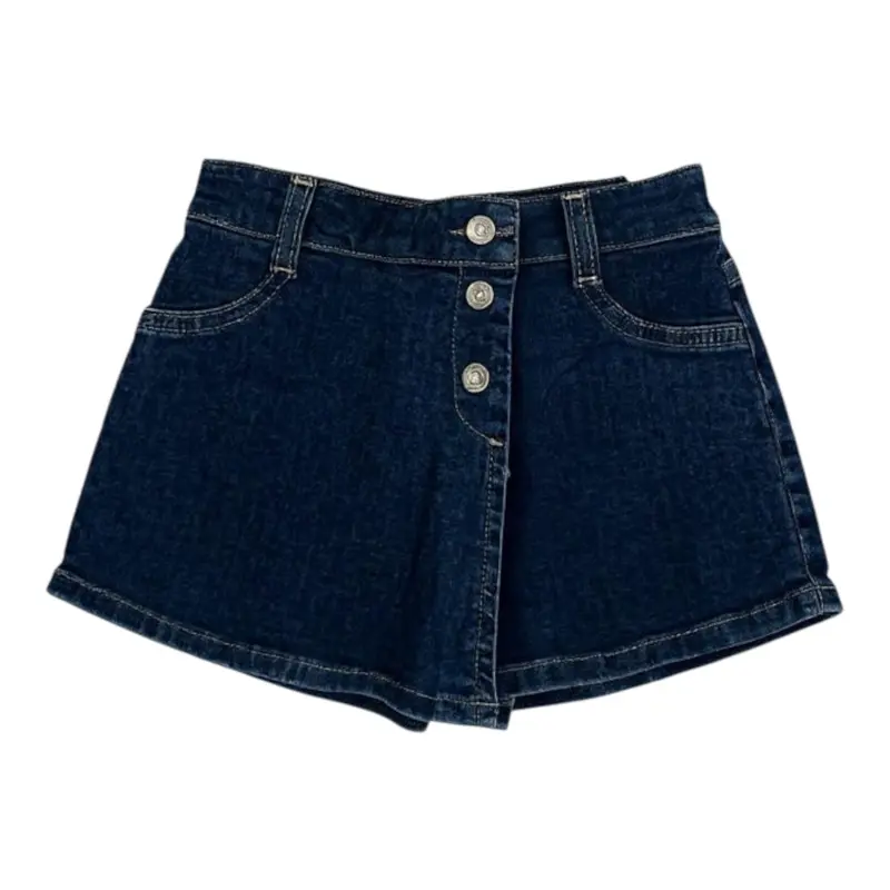 Please Short In Denim tinta unita Blu per Neonata