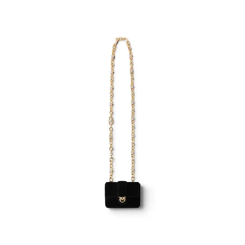 Portacarte donna Pocket Necklace in suede con tracolla gioiello