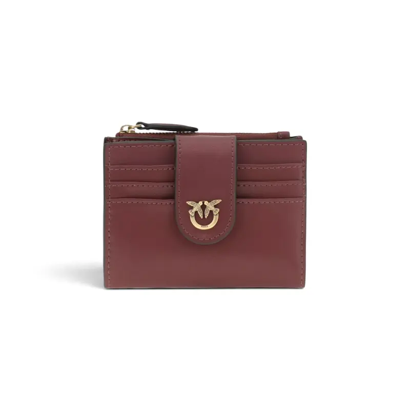 Portafoglio donna piccolo in pelle liscia con logo