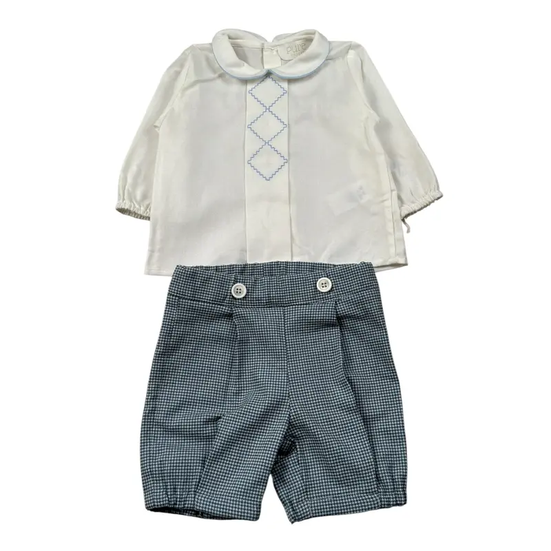 Pure Completo 2 Pezzi Camicia-Bermuda Bianco per Neonato