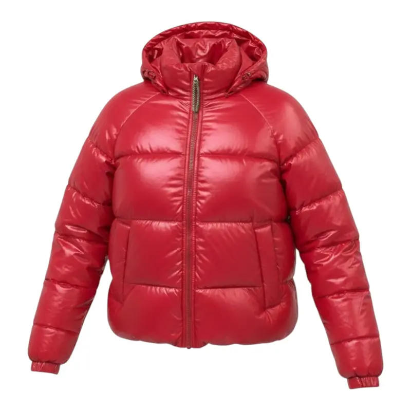 Pyrenex Giubbino tinta unita con Zip E Cappuccio Rosso per Bambino