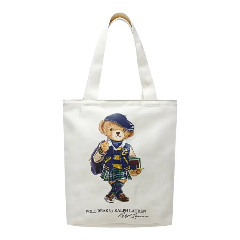 Ralph Lauren Borsa tinta unita con Logo Panna per Bambina