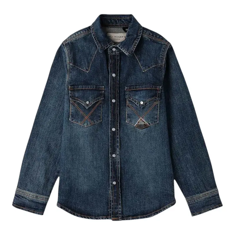 Roy Roger'S Camicia In Denim tinta unita Blu per Bambino