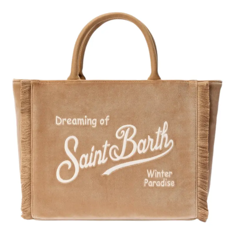 Saint Barth Borsa tinta unita con Ricami Beige per Bambina