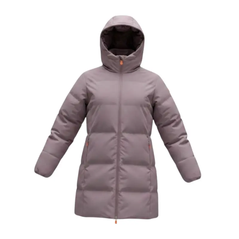 Save The Duck Giubbino tinta unita con Zip E Cappuccio Viola per Bambina